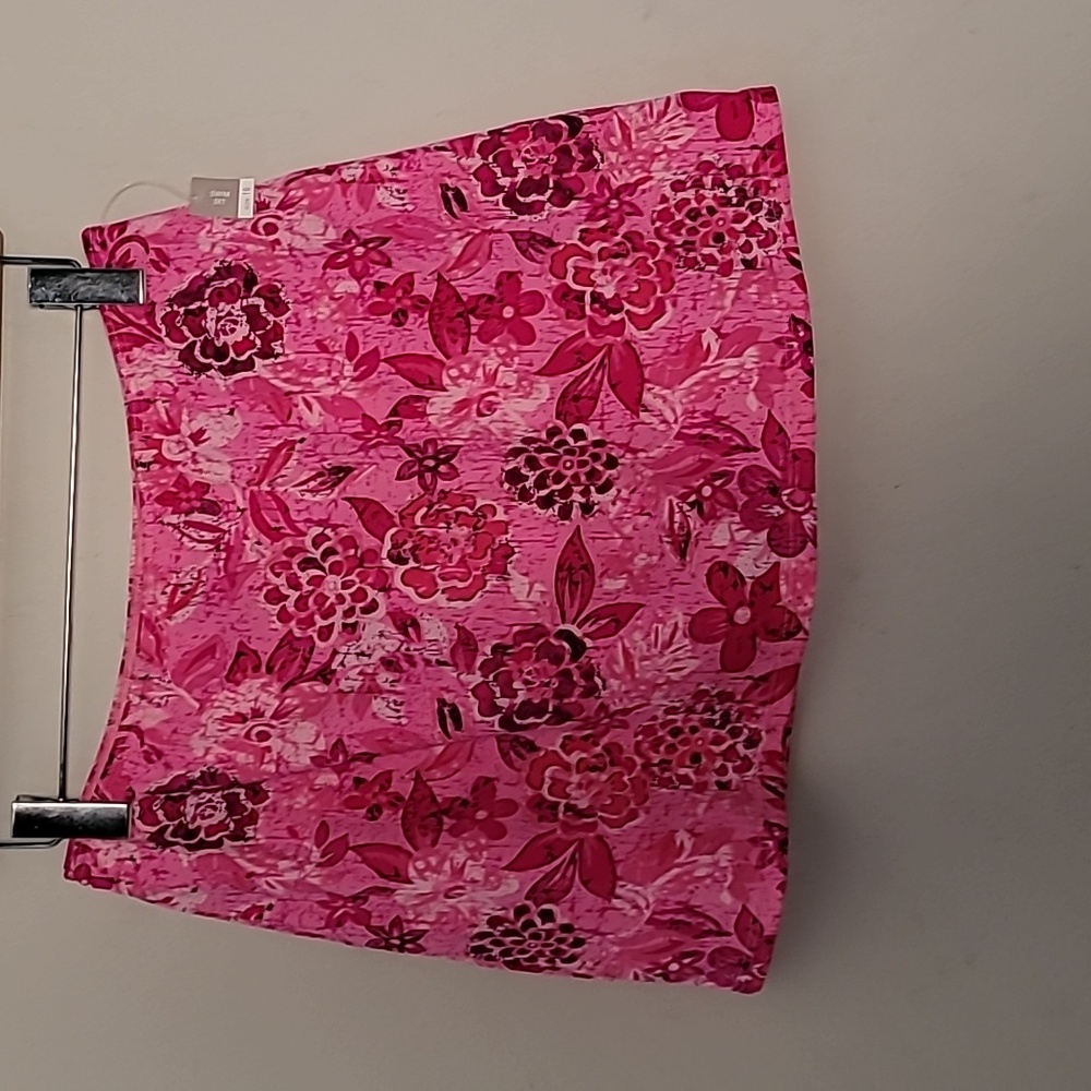 Croft & Barrow pink floral swim skort girl size 16